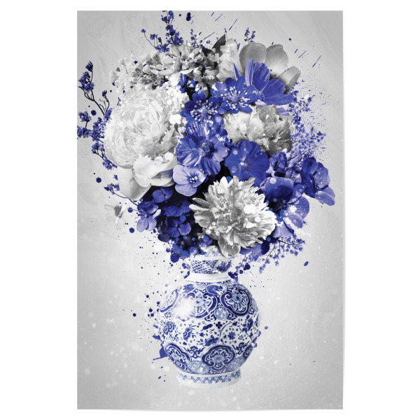 Poster 30x20 cm "Blumenexplosion Delfts Blauw" artboxONE - Floral