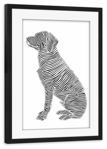 Poster mit Rahmen schwarz "Linienkunst Hund" artboxONE - Tiere,Schwarzweiß - Linien,Strichzeichnungen,Tier,Tiere,Grafik,Schwarz und weiß,Hund,Lineart