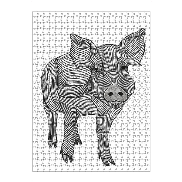 Puzzle Ravensburger "Linienkunstschwein" artboxONE - Tiere,Schwarzweiß - Linien,Strichzeichnungen,Tier,Tiere,Grafik,Schwarz und weiß,Schwein,Lineart