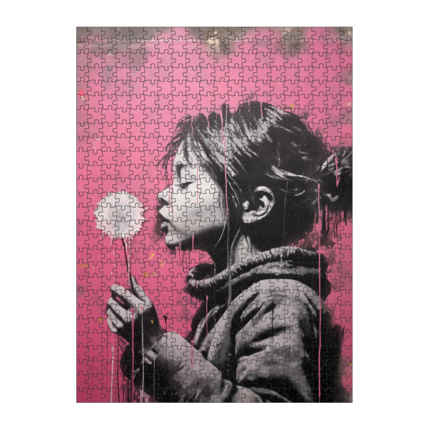 Puzzle Ravensburger "Pusteblume Streetstyle" artboxONE - Floral,Menschen,Streetart - Grafitti,Mädchen,Pusteblume,Rosa,Straßenkunst,Pop,Urban,Modern