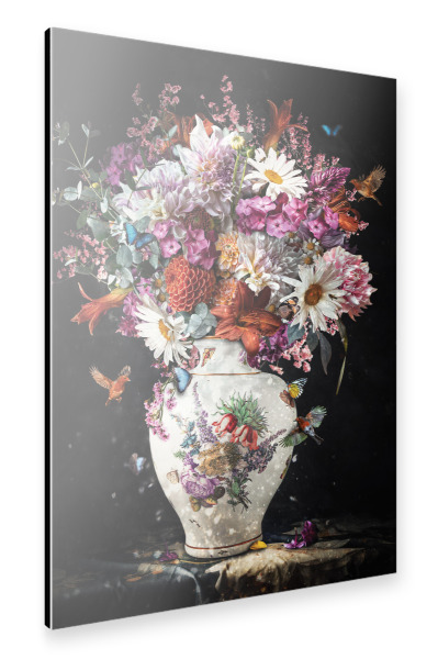 Alu-Dibond "Blumenexplosion dunkel" 30x20 cm artboxONE