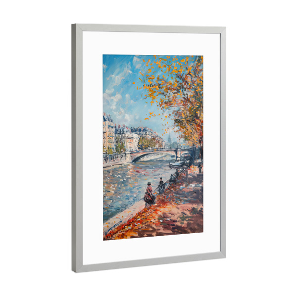 Poster mit Rahmen Silber "Herbst an der Seine" artboxONE - Architektur,Städte / Paris,Reise / Länder - See,Boot,Berge,Seine,Paris