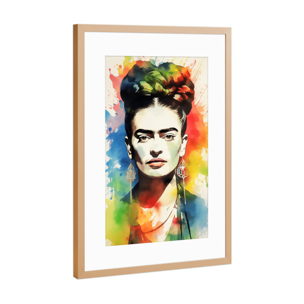 Poster mit Rahmen Kupfer "Frida Aquarell Style" artboxONE - Floral,Abstrakt,Menschen