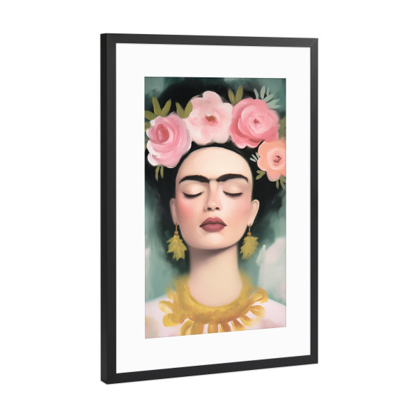 Poster mit Rahmen Schwarz (Metallic) "Kahlo Dream Art" artboxONE - Floral,Menschen,Fashion