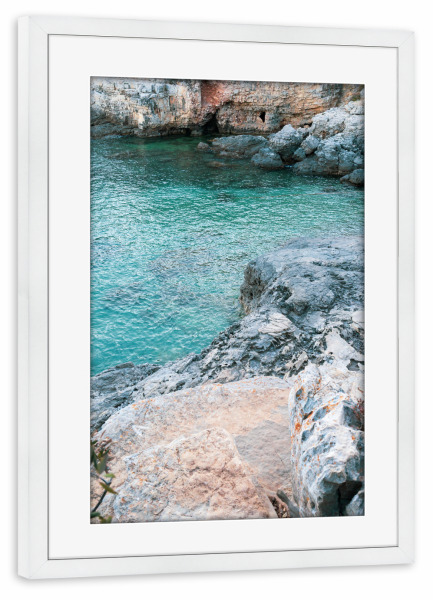 Poster mit Rahmen weiß "Der Weg zum Ozean - Kroatien" artboxONE - Reise / Strand und Meer