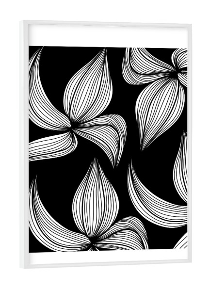 Poster mit weißem Rahmen "Line Art Flowers" artboxONE - Natur,Floral,Abstrakt,Schwarzweiß