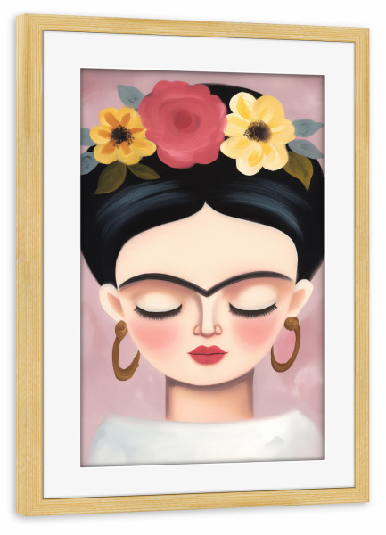 Poster mit Rahmen kiefer "Little Frida Love" artboxONE - Natur,Floral,Menschen