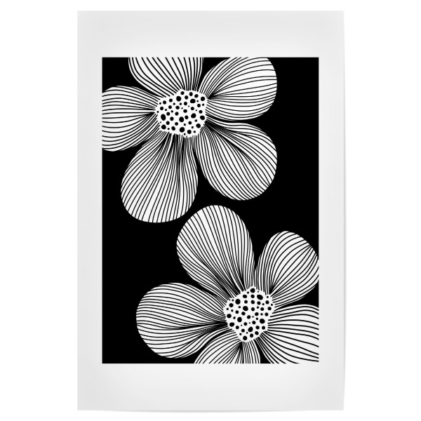 Poster 30x20 cm "Line Art Blossom" artboxONE - Natur,Floral,Abstrakt,Schwarzweiß