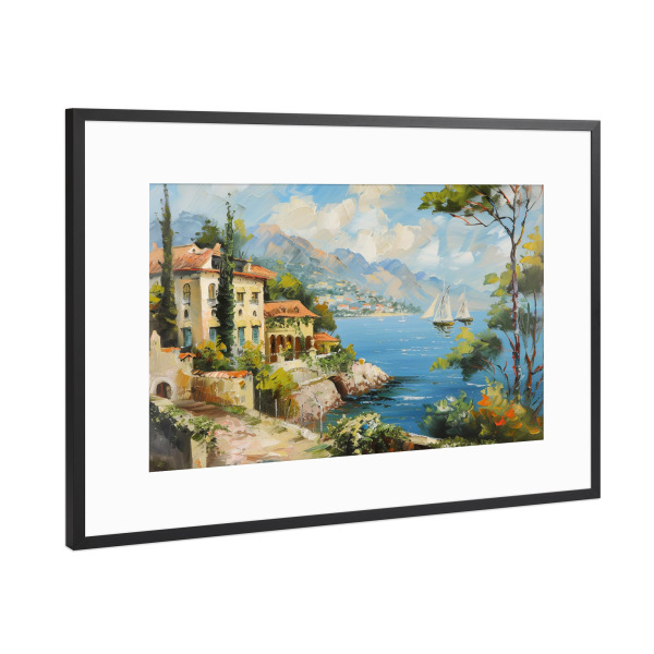 Poster mit Rahmen Schwarz (Metallic) "Mittelmeerküste" artboxONE - Natur,Reise,Architektur - Mittelmeer,Meer,Landschaft,Natur