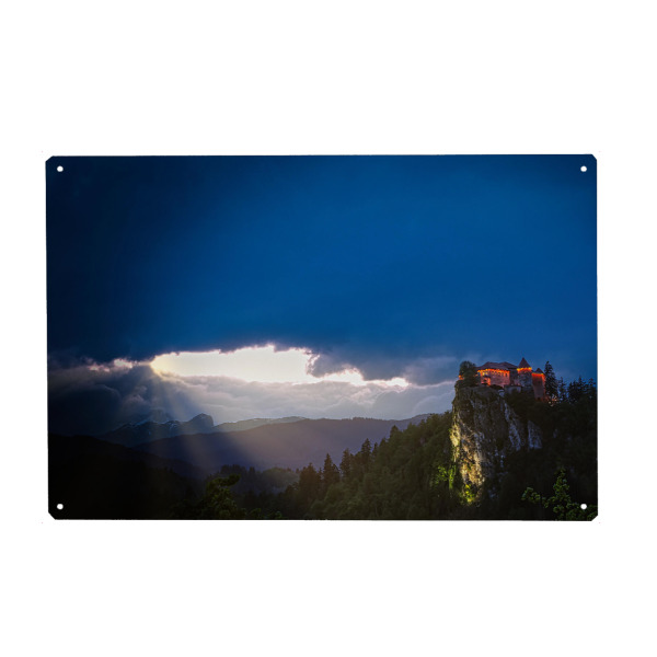 Metall Poster "Burg von Bled am Abend" artboxONE - Reise