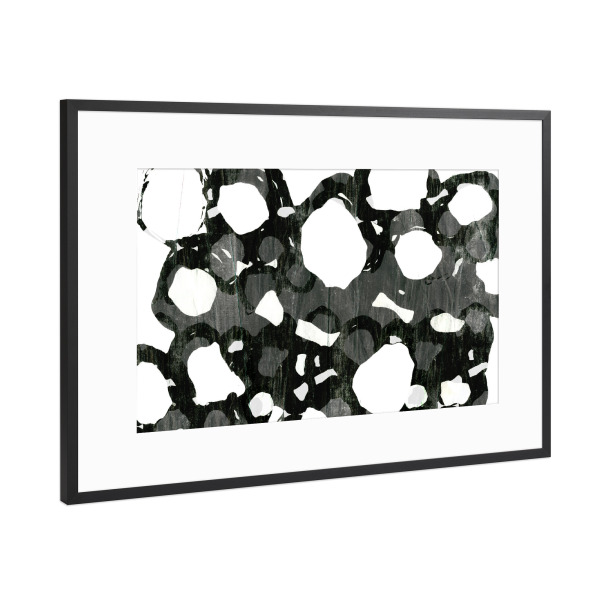 Poster mit Rahmen Schwarz (Metallic) "Kaliko" artboxONE - Abstrakt - Abstrakt,Schwarzweiß,Malerei,Organisch