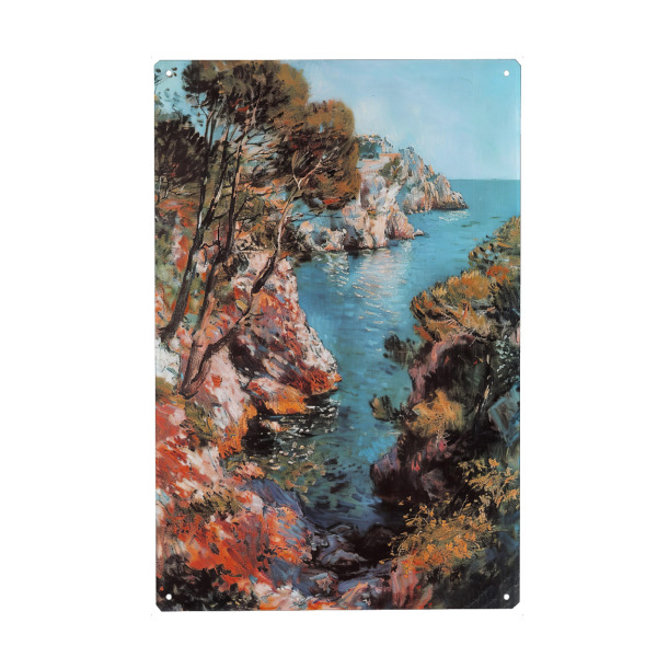 Metall Poster "Küstengelassenheit" artboxONE - Natur,Reise - Küste,Felsige küste,Baum,Meer,Natur,Landschaft - Blechschild