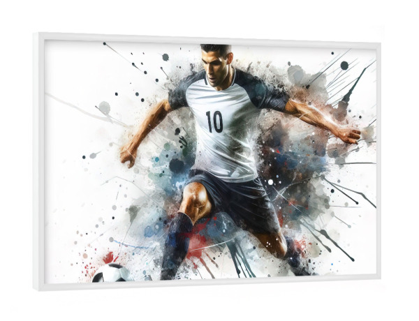 Poster mit weißem Rahmen "Fußballspieler im Aquarell LA" artboxONE - Sport,Sport / Fußball
