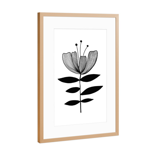 Poster mit Rahmen Kupfer "One flower" artboxONE - Natur,Floral,Abstrakt,Schwarzweiß