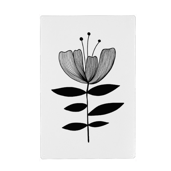 Metall Poster "One flower" artboxONE - Natur,Floral,Abstrakt,Schwarzweiß