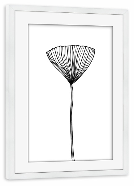 Poster mit Rahmen weiß "One bloom" artboxONE - Natur,Floral,Abstrakt,Schwarzweiß