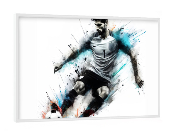 Poster mit weißem Rahmen "Fußballspieler in Aquarell l" artboxONE - Sport,Sport / Fußball