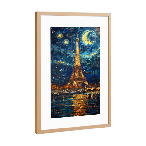 Poster mit Rahmen Kupfer "Paris im Stil von Van Gogh" artboxONE - Städte,Architektur,Städte / Paris