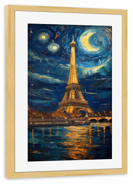 Poster mit Rahmen kiefer "Paris im Van Gogh Stil" artboxONE - Städte,Reise,Architektur,Städte / Paris