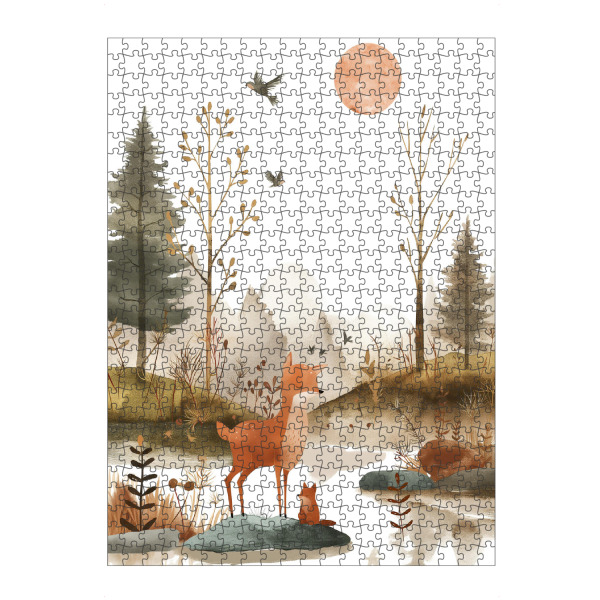 artboxONE Puzzle "Tierlandschaft" artboxONE - Natur,Für Kinder,Tiere - Tiere,Landschaft,Natur,Kinder,Kinderzimmer,Süß,Niedlich,Vögel,Wald