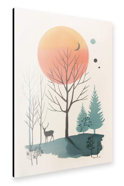 Alu-Dibond "Hirsch im Wald Kinderillustration" 75x50 cm artboxONE