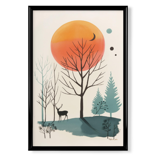 Deer in forest illustration