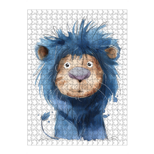 Puzzle Ravensburger "Blauer Löwe" artboxONE - Für Kinder,Tiere,Lustig - Löwe,Blau,Süß,Kinder,Kinderzimmer,Kinderillustration,Tier,König,Lustig