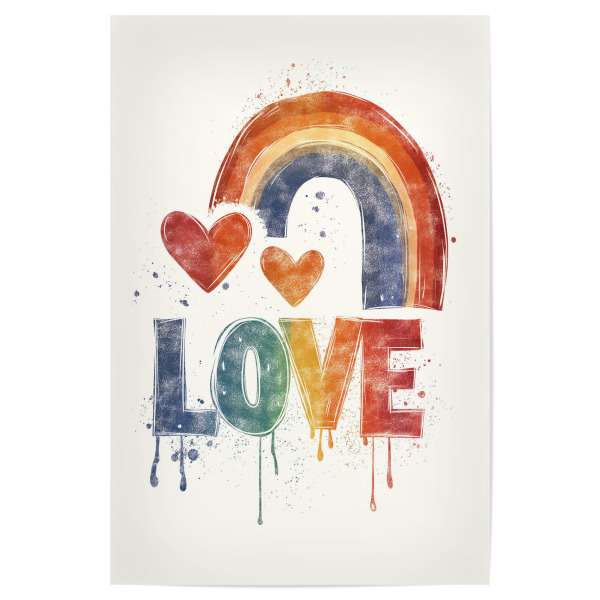 Poster 30x20 cm "LOVE - RAINBOW" artboxONE - Typografie,Liebe - Love,Liebe,Regenbogen,Pride,Typo,Typografie,Bunt,Herz