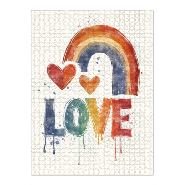 Puzzle Ravensburger "LOVE - RAINBOW" artboxONE - Typografie,Liebe - Love,Liebe,Regenbogen,Pride,Typo,Typografie,Bunt,Herz - Bild love