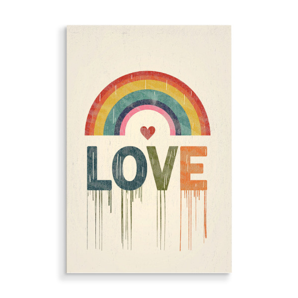 Holzbild "LOVE IN COLORS" artboxONE - Typografie,Liebe - Liebe,Typo,Typografie,Bunt,Regenbogen,Love,Herz,Pride,Ki