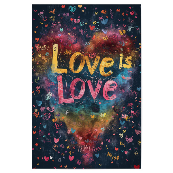 Poster "LOVE IS LOVE - RAINBOW" artboxONE - Typografie,Liebe - Liebe,Bunt,Herzen,Pride,Stolz,Lgbtq,Typo,Typografie