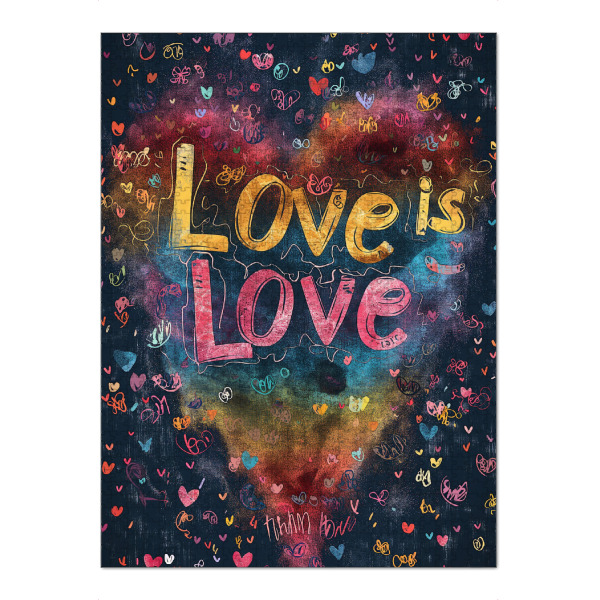 Puzzle Ravensburger "LOVE IS LOVE - RAINBOW" artboxONE - Typografie,Liebe - Liebe,Bunt,Herzen,Pride,Stolz,Lgbtq,Typo,Typografie - Bild liebe