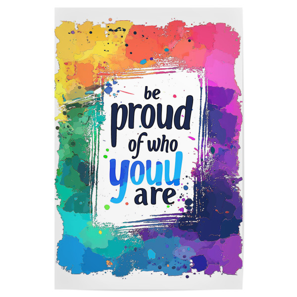 Poster 30x20 cm "Proud - colorful" artboxONE - Typografie,Liebe - Typo,Typografie,Bunt,Selbstvertrauen,Selbstbewusstsein,Pride,Lgbtq,Regenbogen