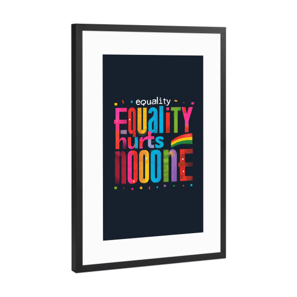 Poster mit Rahmen Schwarz (Metallic) "Equality hurts no one - bunt" artboxONE - Tiere,Liebe