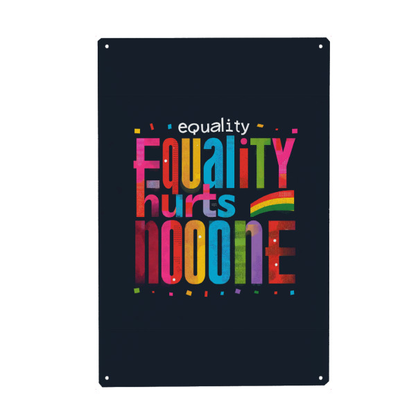 Holzbild "Equality hurts no one - bunt" artboxONE - Tiere,Liebe - Equality hurts no one,Equality,Gleichheit,Typo,Typografie,Bunt,Ki