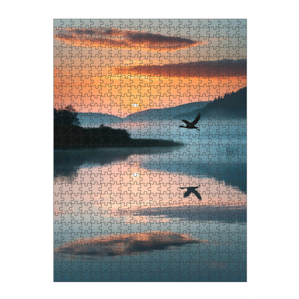 Puzzle Ravensburger "Reiher im Abendlicht" artboxONE - Natur,Reise,Tiere - Reiher,Vogel,Tier,Natur,Berge,Reise,Wolken,Himmel,See,Meer - Bild reiher