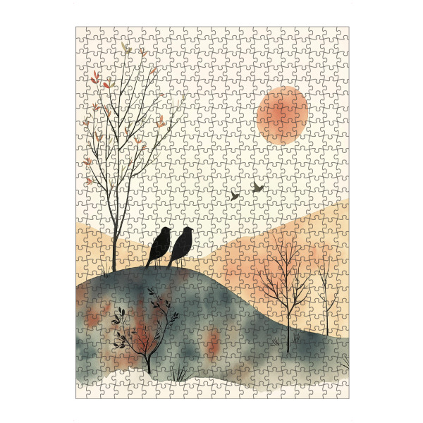 artboxONE Puzzle "Vögel in den Bergen" artboxONE - Natur,Für Kinder,Tiere - Natur,Tiere,Kinder,Kinderzimmer,Kinderillustration,Vögel,Berge