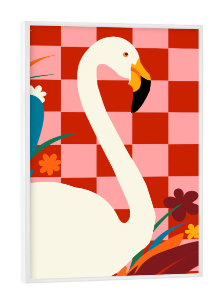 Poster mit weißem Rahmen "Dame und der Silberreiher" artboxONE - Floral,Tiere