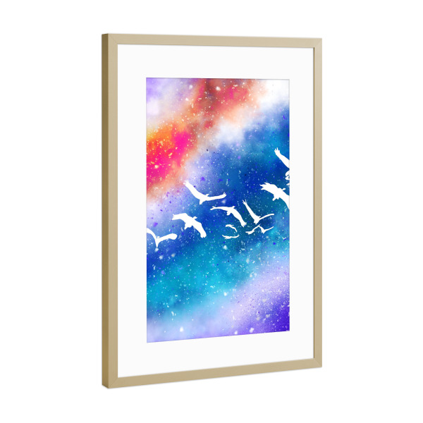 Poster mit Rahmen Gold "Breite deine Flügel aus" artboxONE - Abstrakt