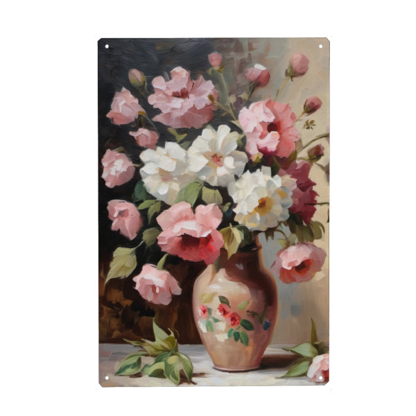 Holzbild "Strauß der Eleganz" artboxONE - Natur,Floral - Blumenstrauß,Blumen,Floral,Malerei,Stilleben,Vase