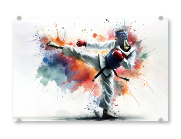 Acrylglasbild "Karate-Kampfkunst in Aquarell B" artboxONE - Sport - Illustration,Aquarell,Farbe,Sport,Sport,Sportler,Karate,Kampfkunst,Taekwondo,Kampf