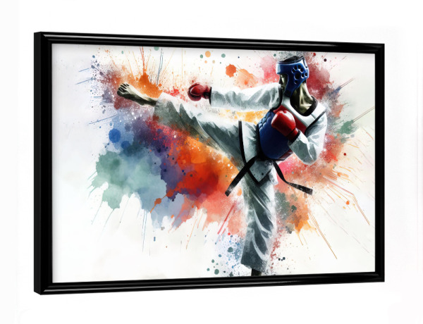 Poster mit schwarzem Rahmen "Karate-Kampfkunst in Aquarell B" artboxONE - Sport