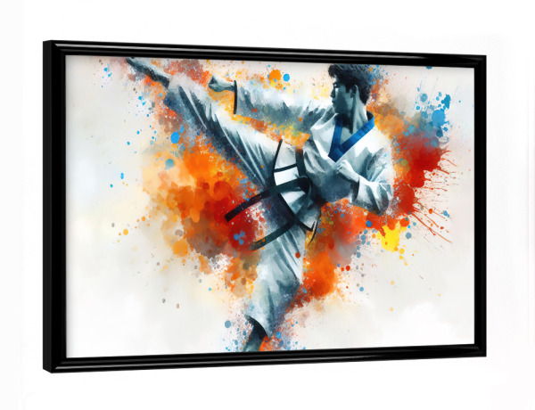 Poster mit schwarzem Rahmen "Karate-Kampfkunst in Aquarell C" artboxONE - Sport