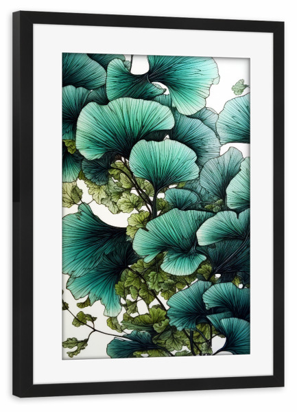 Poster mit Rahmen schwarz "Ginko Biloba O" artboxONE - Natur,Floral - Ginkgo,Biloba,Ginkgo biloba,Baum,Wald,Blätter,Natur