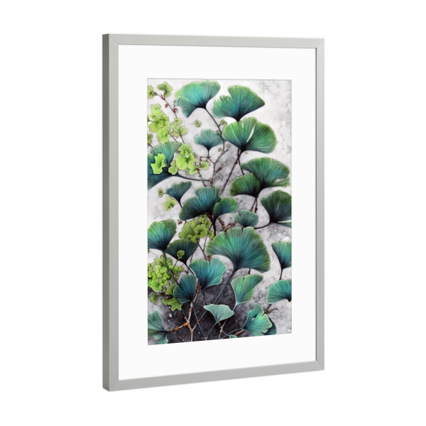 Poster mit Rahmen Silber "Ginko Biloba R" artboxONE - Natur,Floral - Ginkgo,Biloba,Ginkgo biloba,Baum,Wald,Blätter,Natur