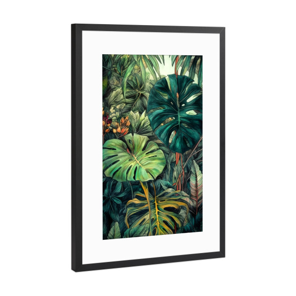 Poster mit Rahmen Schwarz (Metallic) "Blüten und Blätter AA" artboxONE - Natur,Floral - Natur,Blumen,Blumen,Botanische,Blätter,Blatt,Blumen,Garten