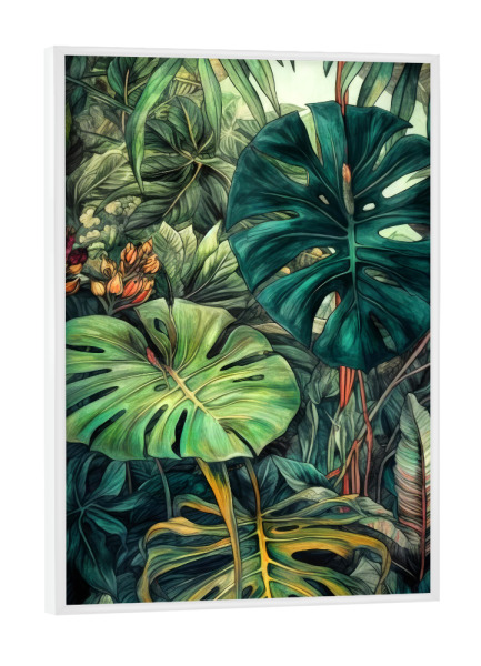 Poster mit weißem Rahmen "Blüten und Blätter AA" artboxONE - Natur,Floral - Natur,Blumen,Blumen,Botanische,Blätter,Blatt,Blumen,Garten