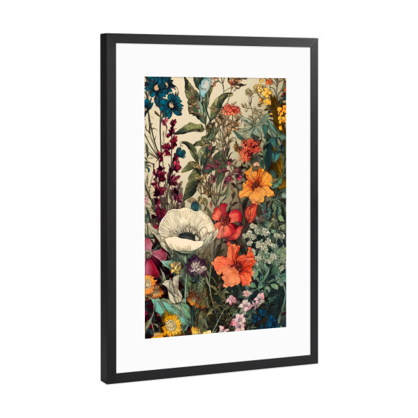 Poster mit Rahmen Schwarz (Metallic) "Wiese voller Blumen U" artboxONE - Natur,Floral