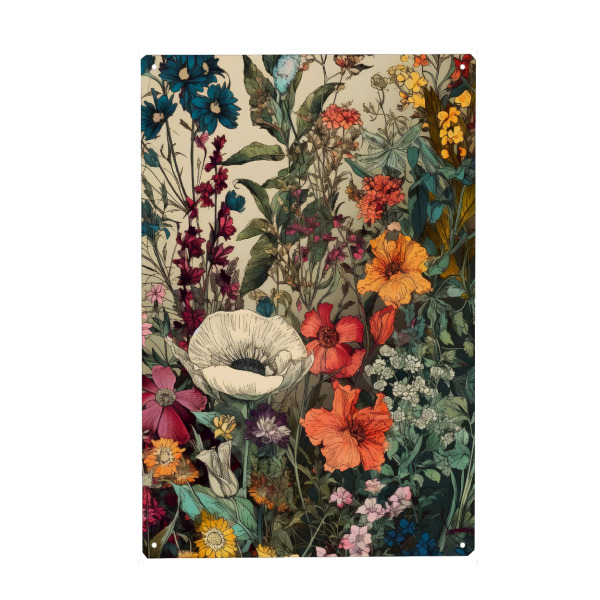Holzbild "Wiese voller Blumen U" artboxONE - Natur,Floral - Wiese,Natur,Blumen,Blumen,Botanische,Blätter,Blatt,Blumen,Kräuter