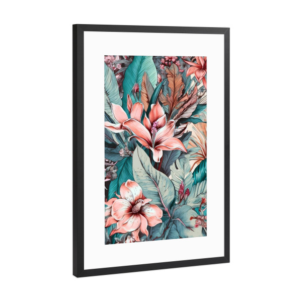 Poster mit Rahmen Schwarz (Metallic) "Wiese voller Blumen Z" artboxONE - Natur,Floral